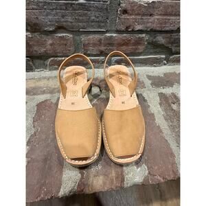 Calaxini Wedge Sandal Tan Slingback Peep Toe Size 38/US7.5